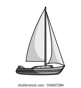 Sailboat for sailing.Boat to compete in sailing.Ship and water transport single icon in monochrome style vector symbol stock illustration.