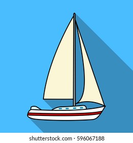 Sailboat for sailing.Boat to compete in sailing.Ship and water transport single icon in flat style vector symbol stock illustration.