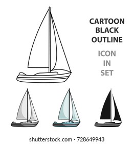 Sailboat for sailing.Boat to compete in sailing.Ship and water transport single icon in cartoon style vector symbol stock illustration.