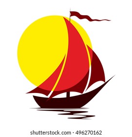 Sailboat in the sea. 