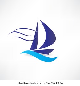 sailboat at sea icon