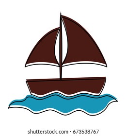 sailboat sea isolated icon