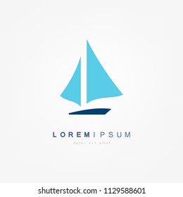 Sailboat in the sea. Logo for sailing, regatta