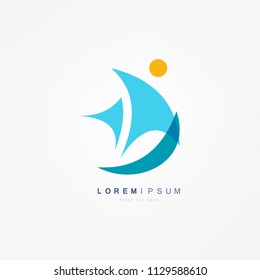 Sailboat in the sea. Logo for sailing, regatta