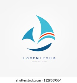 Sailboat in the sea. Logo for sailing, regatta