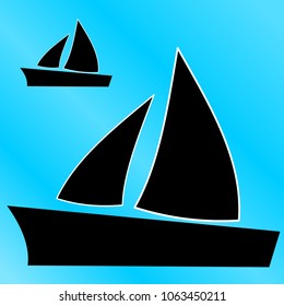 Sailboat in the sea. Logo for the tourist company, for sailing, regatta On a blue background