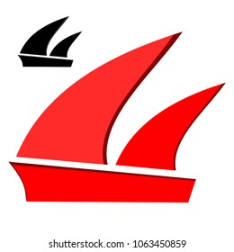 Sailboat in the sea. Logo for the tourist company, for sailing, regatta On a white background