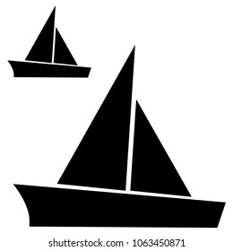 Sailboat in the sea. Logo for the tourist company, for sailing, regatta On a white background