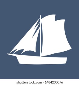 Sailboat in the sea, simple sailboat silhouette