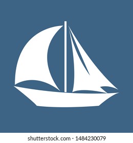 Sailboat in the sea, simple sailboat silhouette