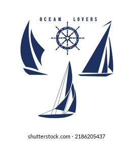 sailboat in the sea, summer adventure, active vacation. Seagoing vessel, marine ship or nautical caravel. water transport in the ocean for sailor and captain. engraved hand drawn in vintage style.
