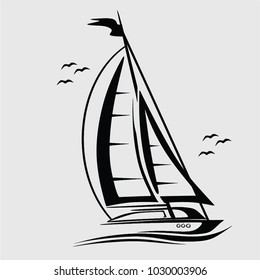 sailboat in the sea , vector