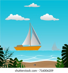 sailboat in the sea vector