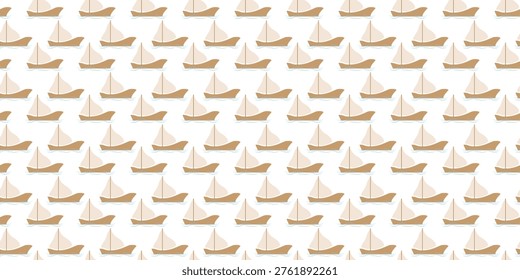 Sailboat seamless pattern for nautical backgrounds and soft textile prints. Boat repeating pattern