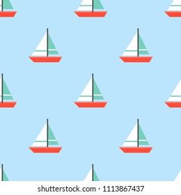 Sailboat seamless pattern for use as wrapping paper gift or wallpaper and printing, summer theme