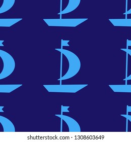 Sailboat seamless pattern vector illustration