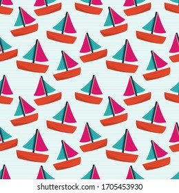 sailboat seamless pattern vector illustration 