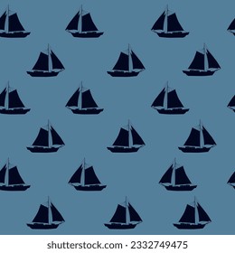 Sailboat seamless pattern, vector illustration