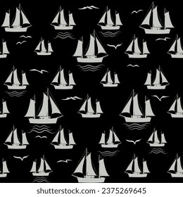 Sailboat seamless pattern, vector illustration