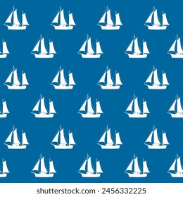 Sailboat seamless pattern, vector illustration