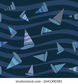 Sailboat seamless pattern, vector illustration