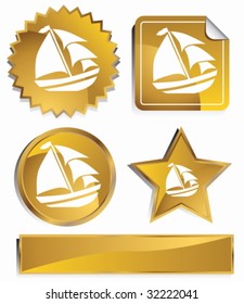 sailboat set gold