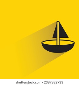 sailboat with shadow on yellow background