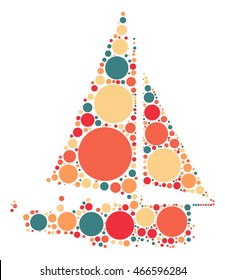 sailboat shape vector design by color point