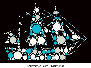 sailboat shape vector design by color point

