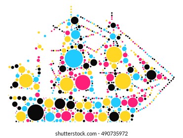 sailboat shape vector design by color point