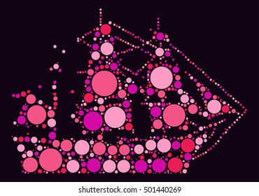 sailboat shape vector design by color point
