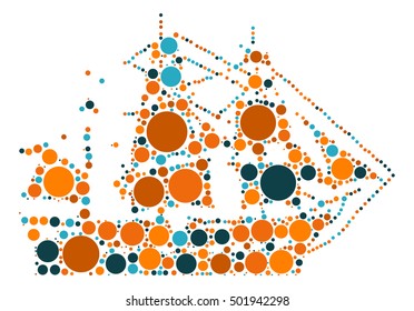 sailboat shape vector design by color point
