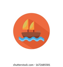 sailboat ship block style icon vector illustration design