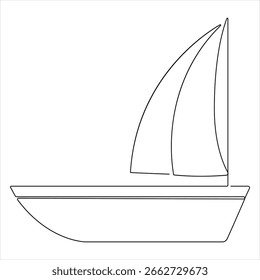 Sailboat ship continuous one line drawing vector illustration