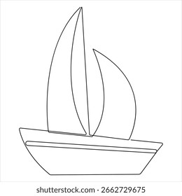 Sailboat ship continuous one line drawing vector illustration
