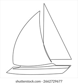 Sailboat ship continuous one line drawing vector illustration