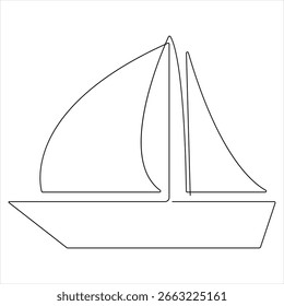Sailboat ship continuous one line drawing vector illustration