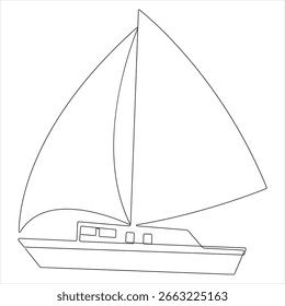 Segelboot Schiff durchgehende einzeilige Zeichnung Vektorgrafik