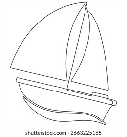 Sailboat ship continuous one line drawing vector illustration