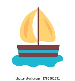 sailboat ship flat style icon vector illustration design