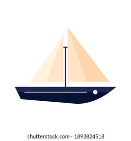 sailboat ship flat style icon vector illustration design