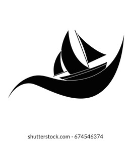 Sailboat ship isolated