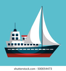 sailboat ship isolated icon