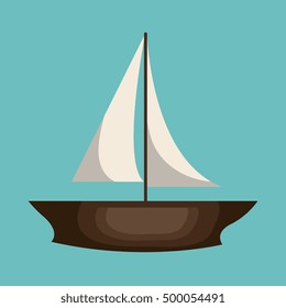 sailboat ship isolated icon