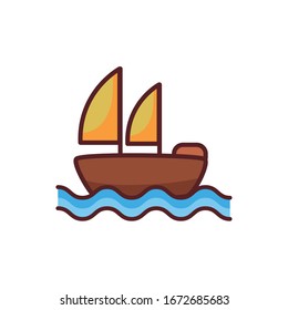 sailboat ship line color style icon vector illustration design