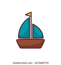 sailboat ship line color style icon vector illustration design
