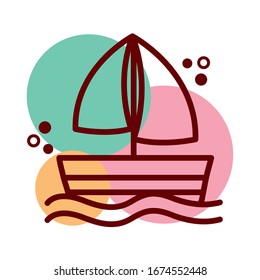 sailboat ship line and color style icon vector illustration design
