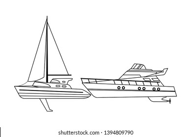 Sailboat ship marine travel and yatch black and white