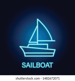 sailboat ship sea transport outline icon in neon style. Signs and symbols can be used for web, logo, mobile app, UI, UX