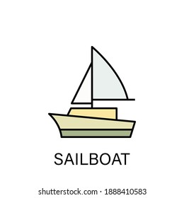 sailboat ship sea transport outline icon. Signs and symbols can be used for web, logo, mobile app, UI, UX